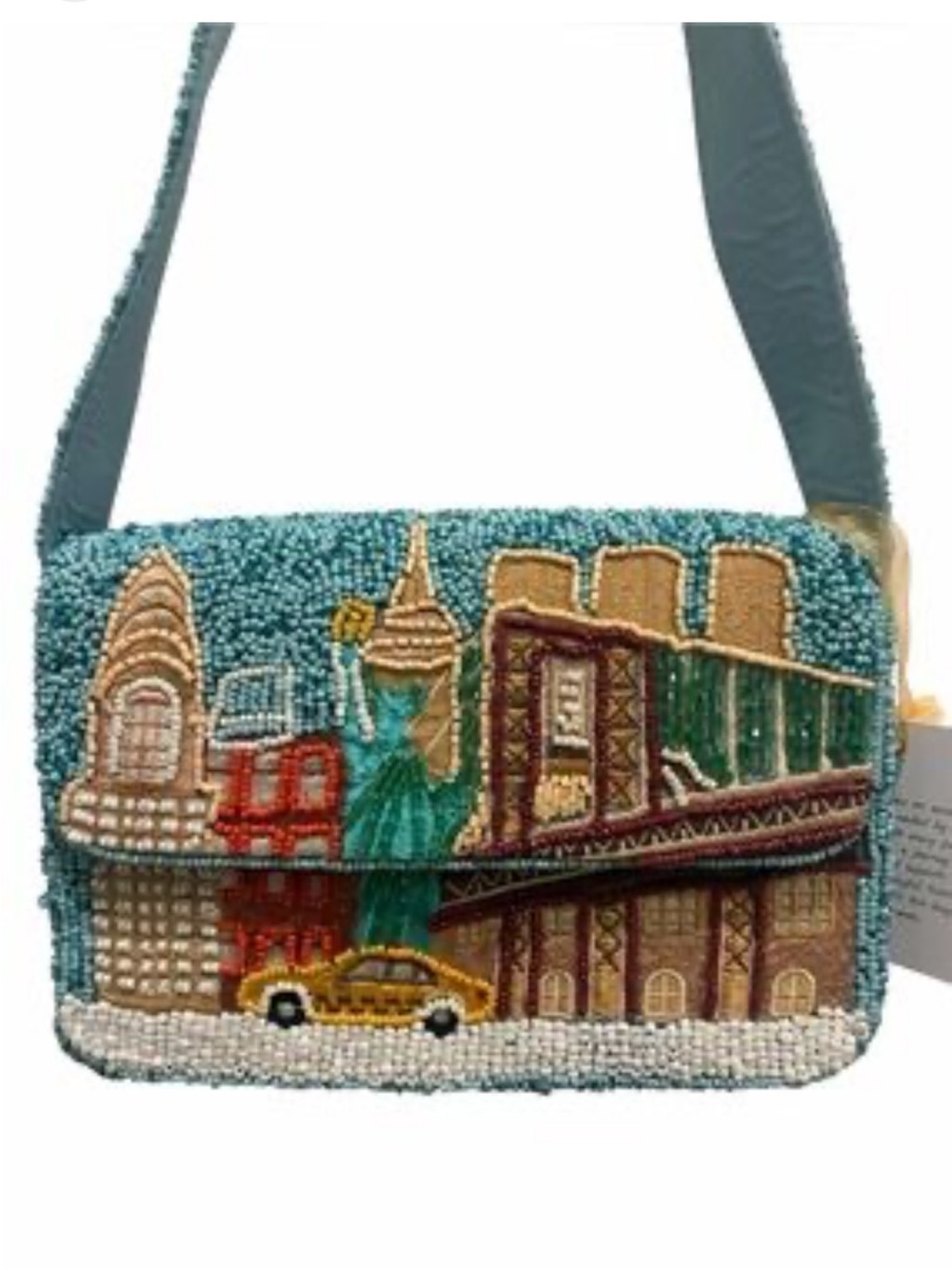 Made in India New York City-themed beaded shoulder bag-NWT